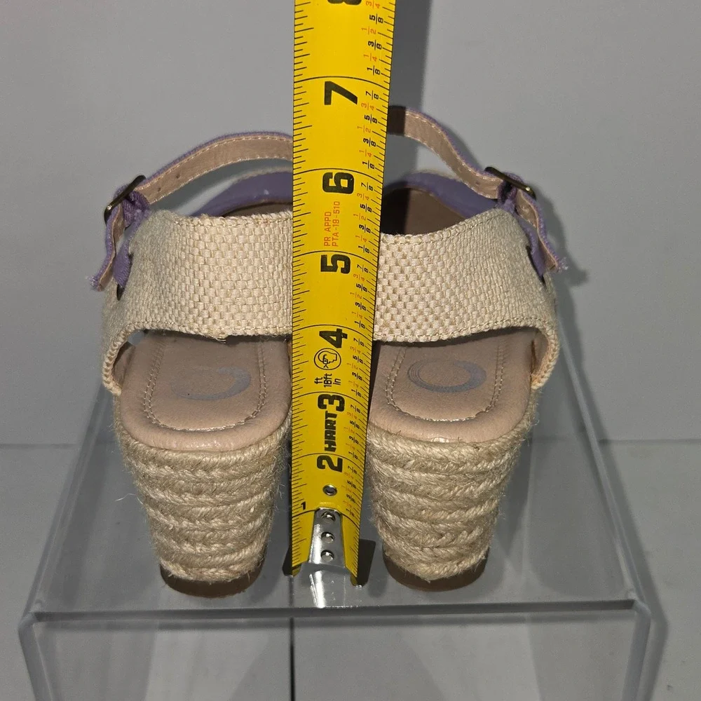Journee Collection Purple Canvas Espadrille Wedge Sandals Womens Size 8 AC638